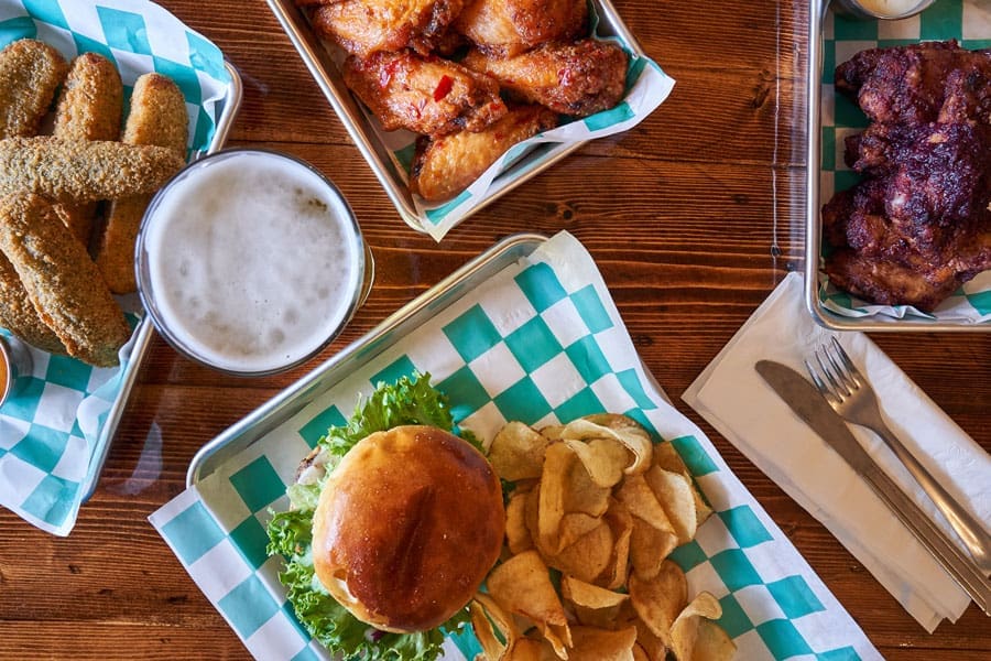 Twin Creeks Brewing featuring a variety of menu items and beer.