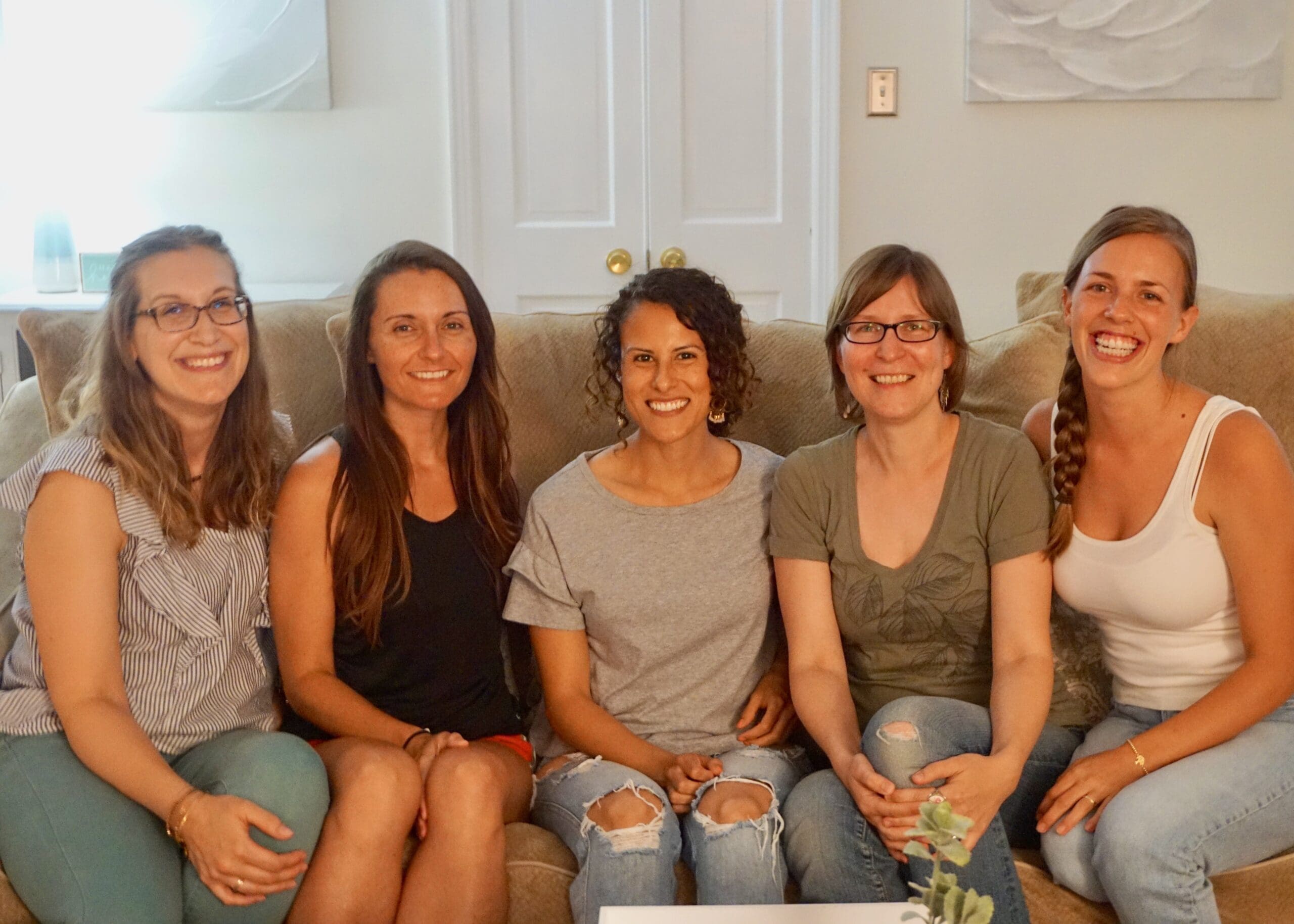 Cook Your Culture organizers, from left: Jessie Coffman, Olivia Body, Karla Christian, Silvija Butkeraityte and Sarah Duran-Ballen, plan and visit at Duran-Ballen’s house.